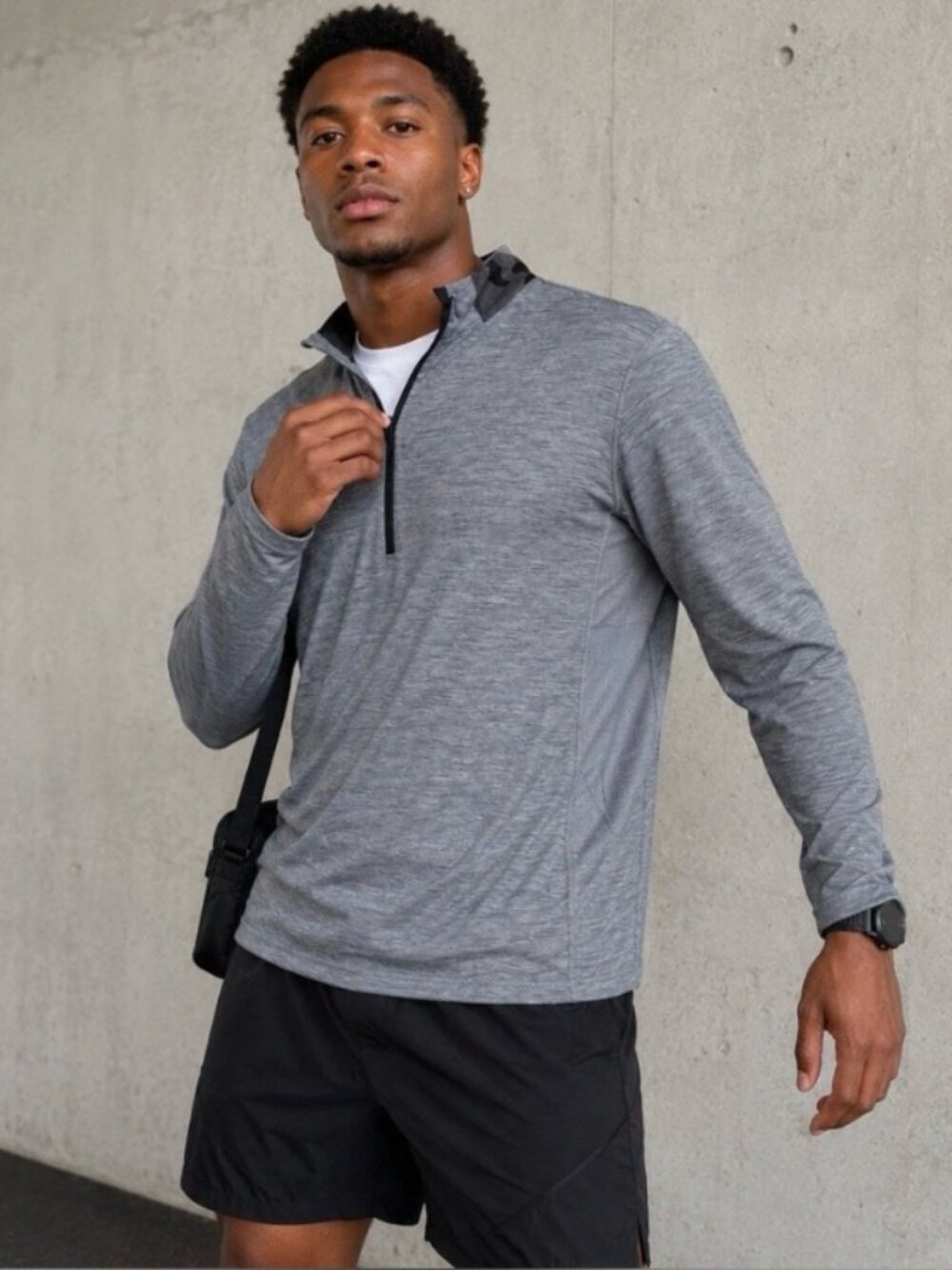 NWT Greyson Guide Sport Quarter Zip Pullover M Light Grey Heather Golf